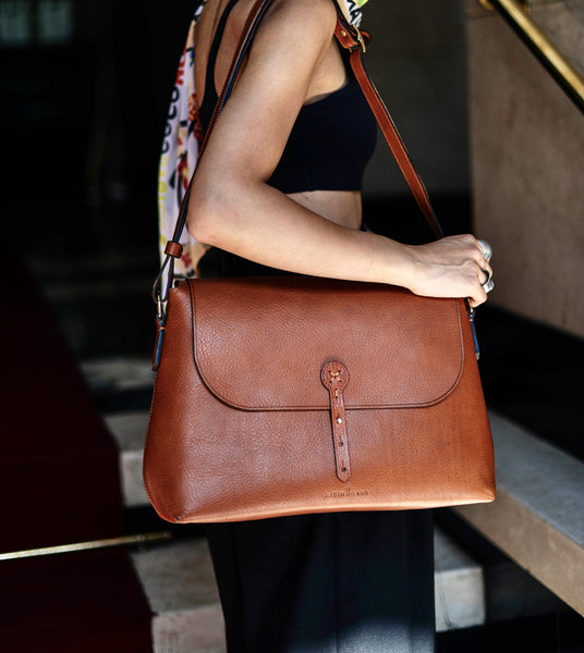 Handmade Full Grain Leather Crossbody Bag - Made in Italy
