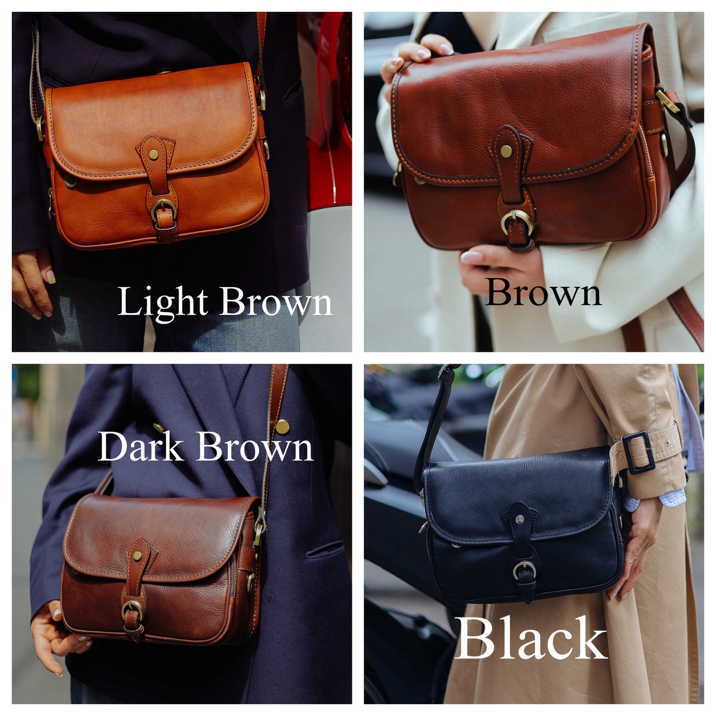 Handmade Full Grain Leather Crossbody Bag - Elegant Italian Handbag