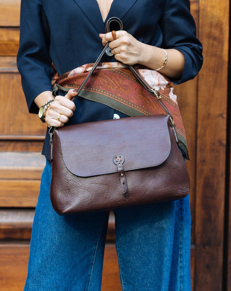 Handmade Full Grain Leather Crossbody Bag - Made in Italy