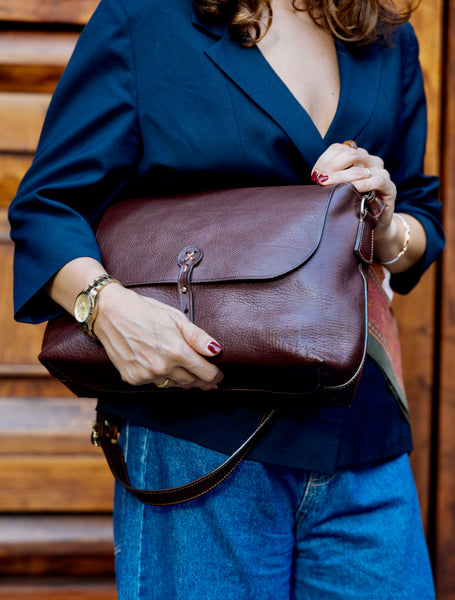 Handmade Full Grain Leather Crossbody Bag - Made in Italy