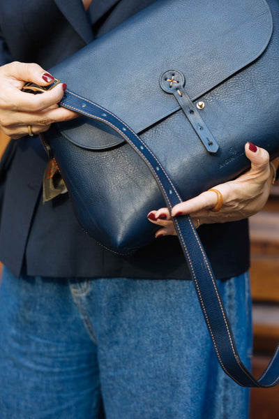 Handmade Full Grain Leather Crossbody Bag - Made in Italy