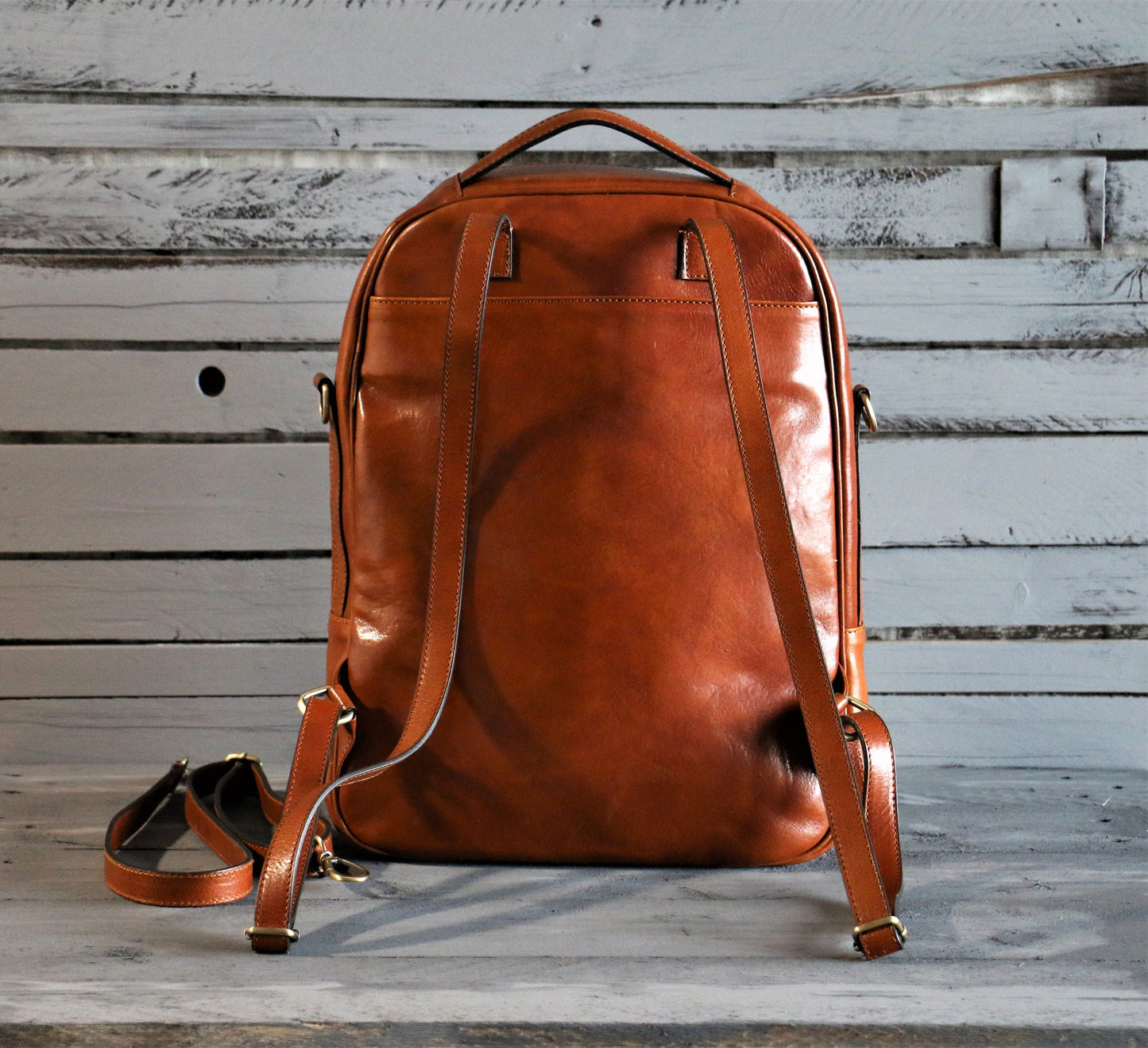 Handcrafted Italian Leather Backpack: Brown Travel Laptop Rucksack