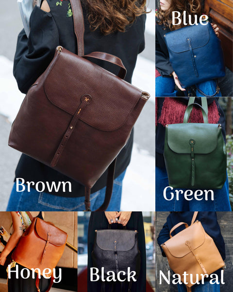 Handmade Full Grain Leather Backpack: Vintage Style Rucksack