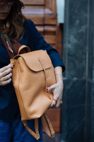 Handmade Full Grain Leather Backpack: Vintage Style Rucksack