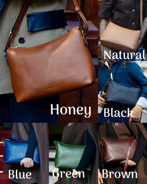Handmade Full Grain Leather Crossbody Bag: Elegant Italian Handbag