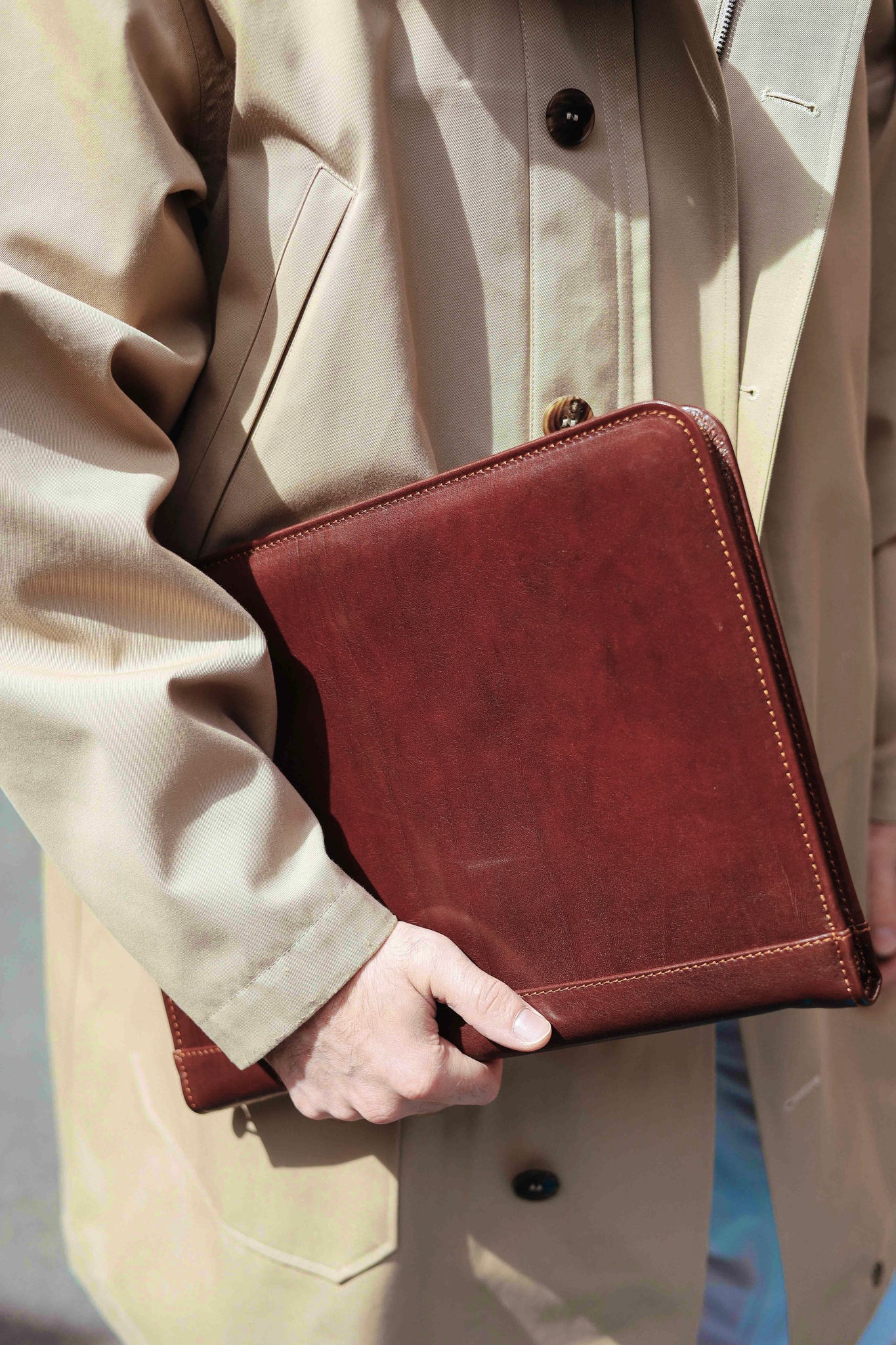 Italian Leather Document Organizer: Handcrafted Portfolio Tablet Case