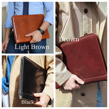 Italian Leather Document Organizer: Handcrafted Portfolio Tablet Case