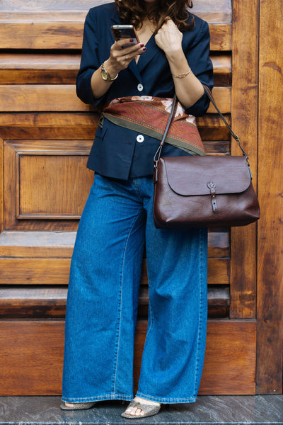 Handmade Full Grain Leather Crossbody Bag - Made in Italy