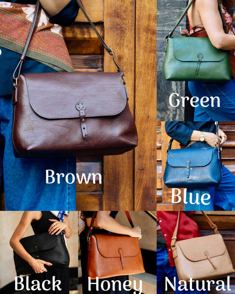 Handmade Full Grain Leather Crossbody Bag - Made in Italy