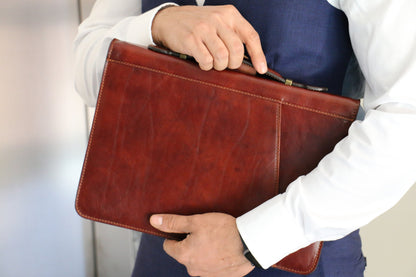 Handcrafted Italian Leather Document Organizer: Tablet Portfolio
