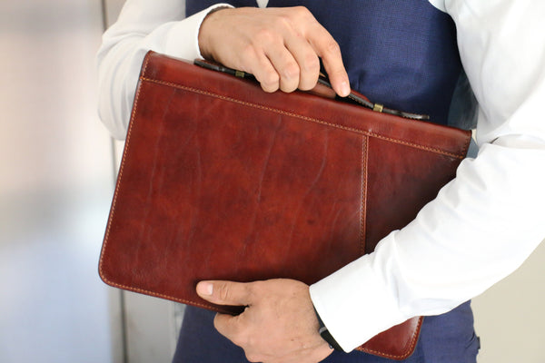 Handcrafted Italian Leather Document Organizer: Tablet Portfolio