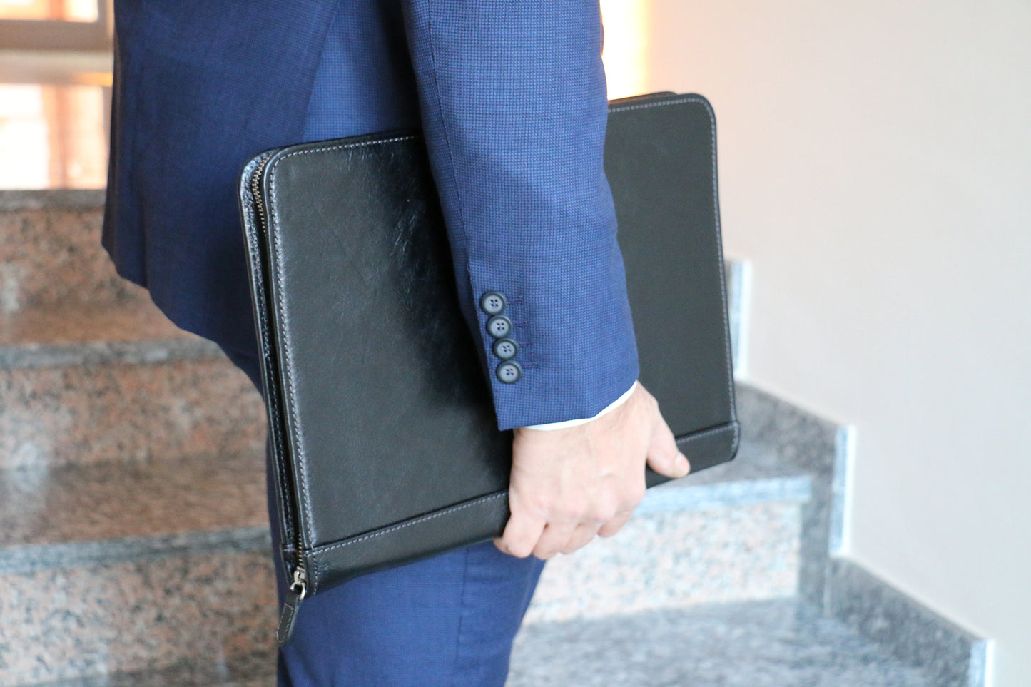 Italian Leather Document Organizer: Handcrafted Portfolio Tablet Case