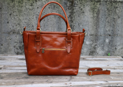 Handmade Leather Handbag: Elegant Italian Leather Tote Bag