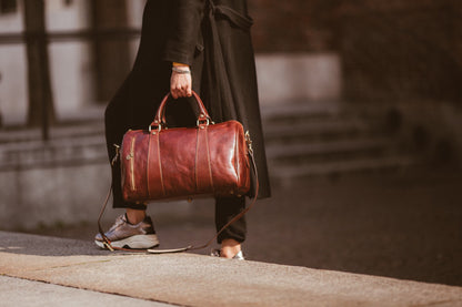 Italian Leather Duffle Bag: Handcrafted Brown Leather Weekender