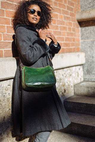 Green Leather Crossbody Bag: Handmade Italian Messenger Bag