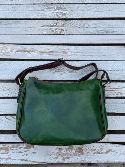 Green Leather Crossbody Bag: Handmade Italian Messenger Bag