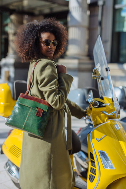 Green Leather Handbag: Handmade Italian Leather Everyday Bag