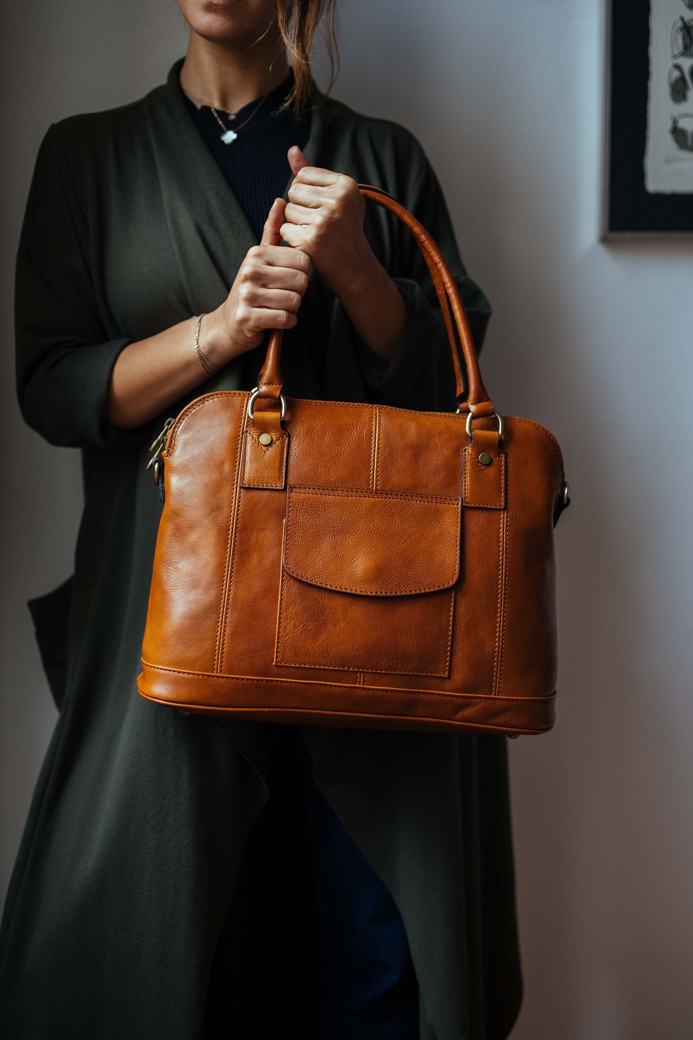 Handmade Leather Handbag: Full Grain Italian Leather Bag