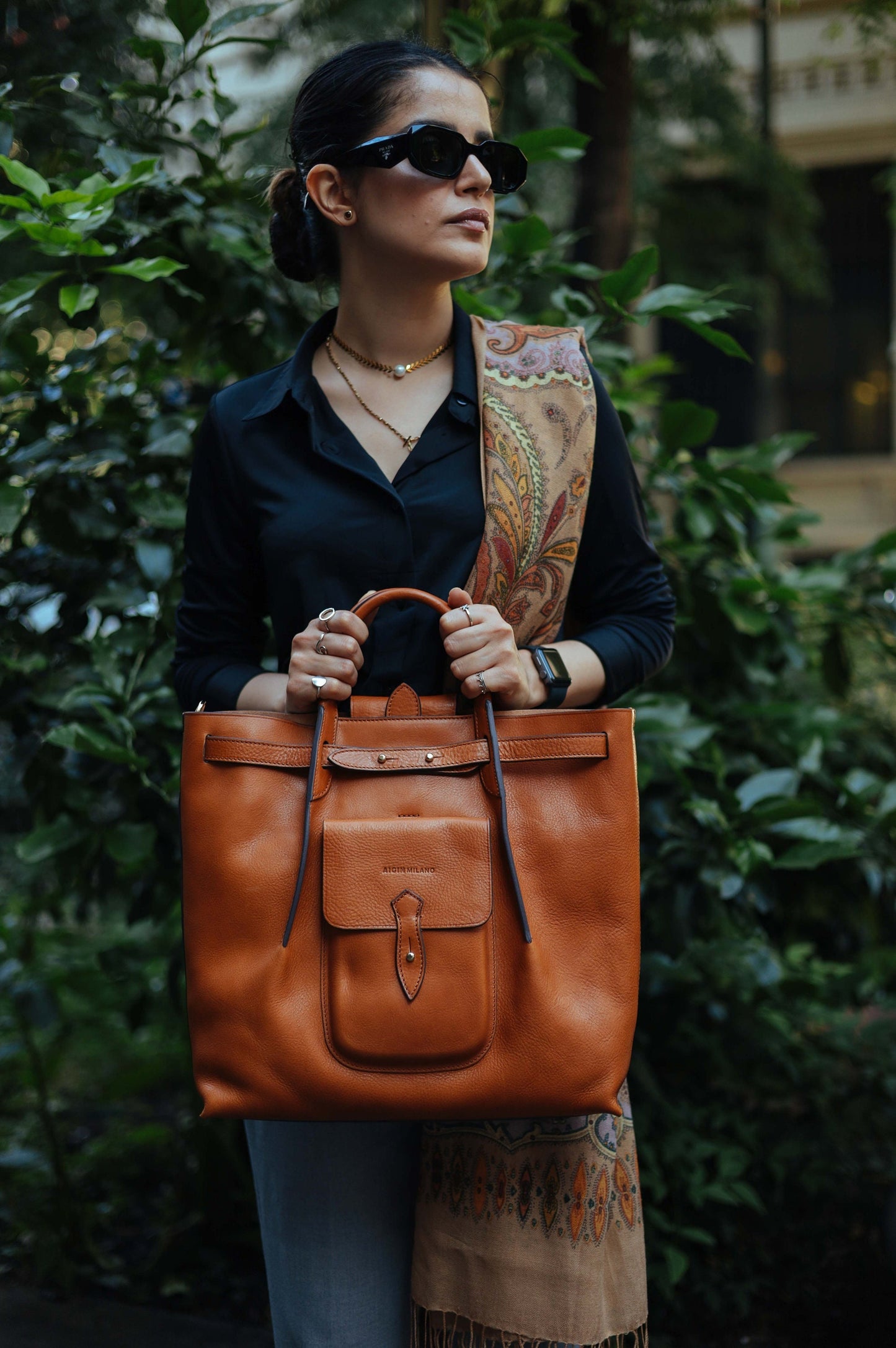 Handmade Leather Tote Bag: Elegant Italian Leather Handbag