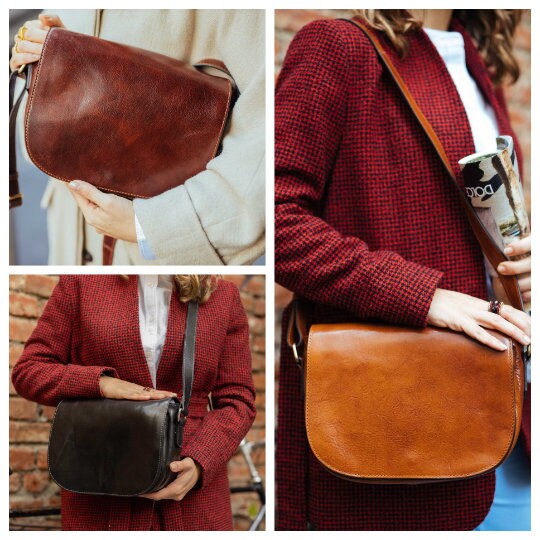 Handmade Italian Leather Crossbody Bag: Elegant Messenger Handbag