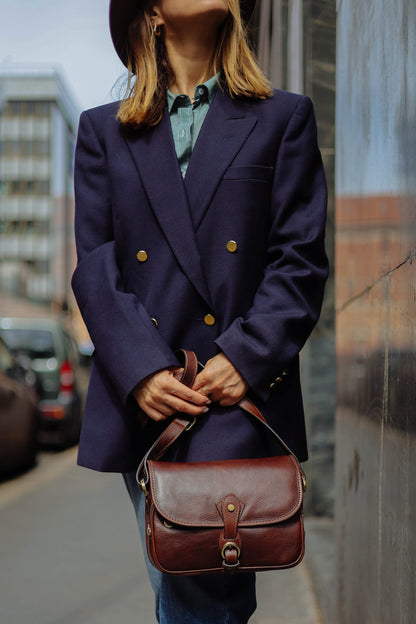 Handmade Full Grain Leather Crossbody Bag - Elegant Italian Handbag