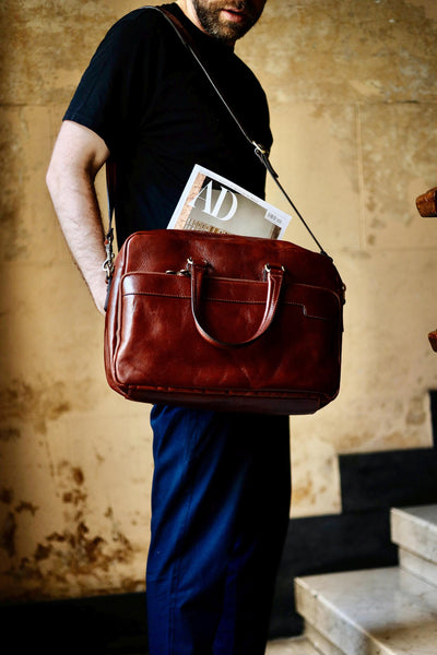 Handcrafted Italian Leather Briefcase: Tuscany Laptop Bag