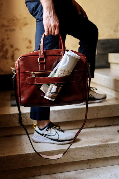 Handcrafted Italian Leather Briefcase: Tuscany Laptop Bag