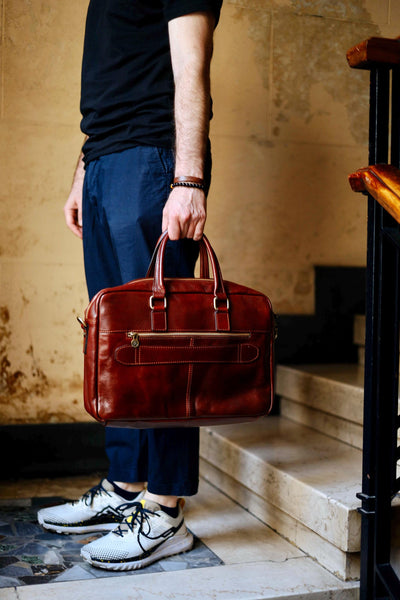 Handcrafted Italian Leather Briefcase: Tuscany Laptop Bag