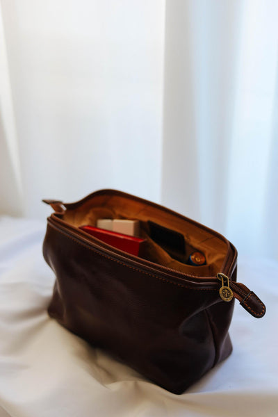 Italian Leather Toiletry Bag: Handcrafted Travel Accessory