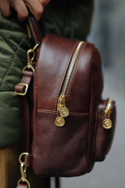 Handmade Full Grain Leather Backpack: Small Vintage Rucksack