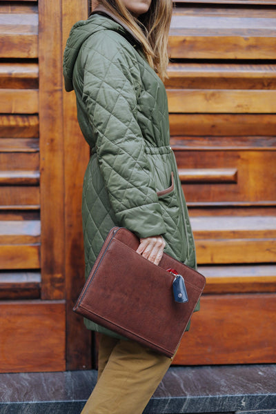 Handcrafted Leather Portfolio: 13' Laptop Document Organizer