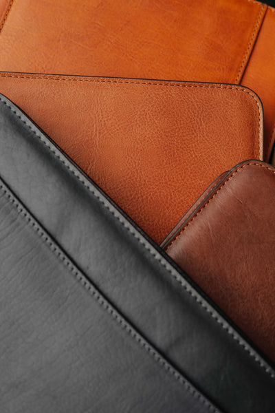 Handcrafted Leather Portfolio: 13' Laptop Document Organizer