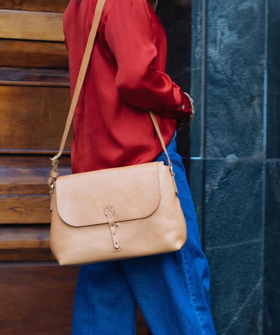Handmade Full Grain Leather Crossbody Bag - Made in Italy