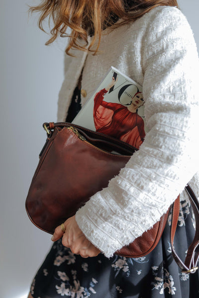 Leather woman cross body bag