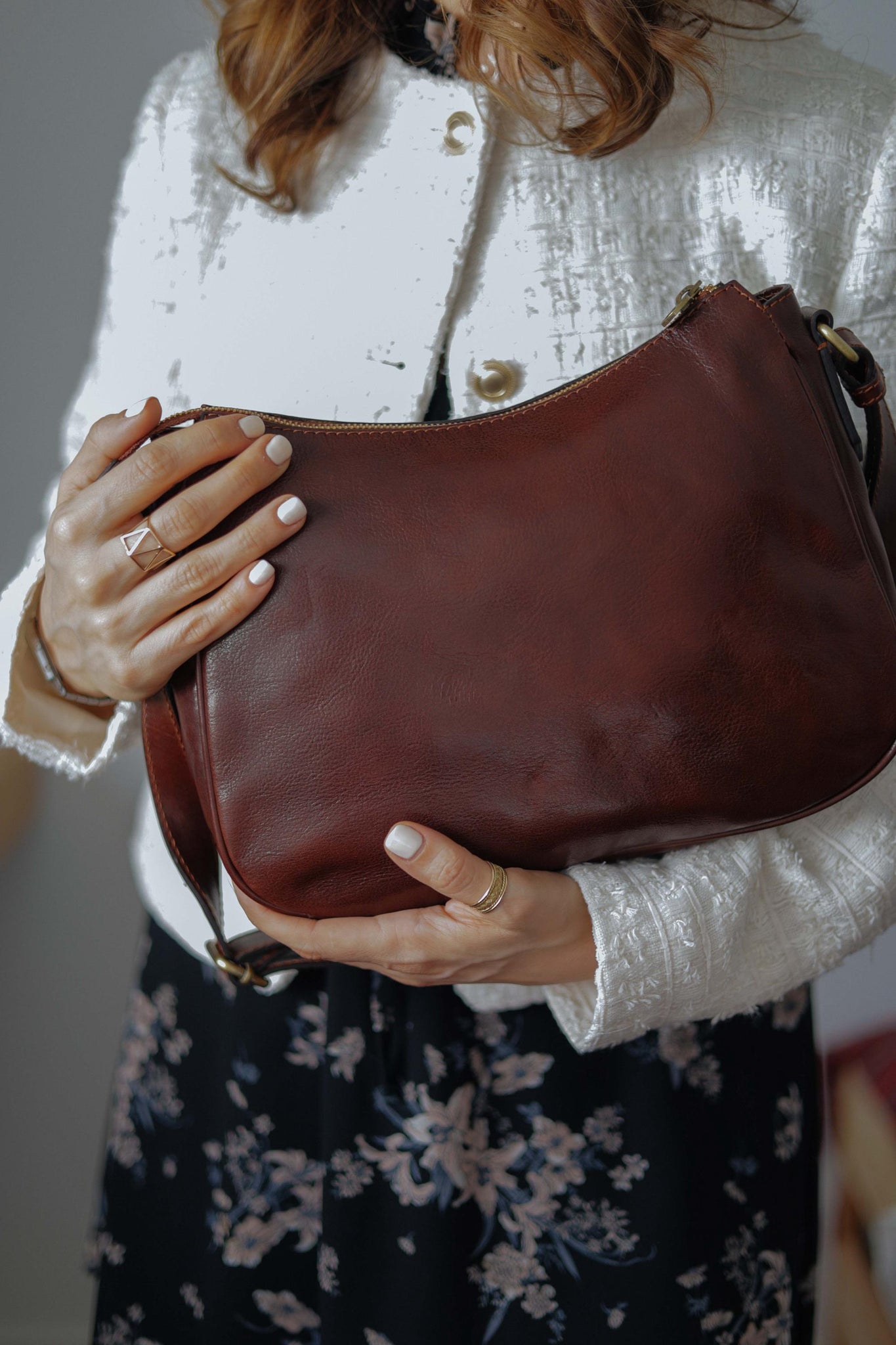 Leather woman cross body bag