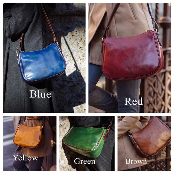 Green Leather Crossbody Bag: Handmade Italian Messenger Bag