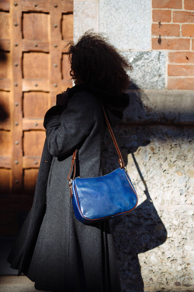 Blue leather bag