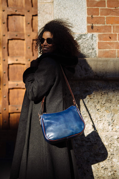 Blue leather bag