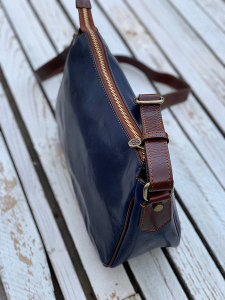 Blue leather bag